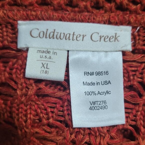 Coldwater Creek Open Knit Short Sleeved Cardigan - Orange - Picture 3 of 5